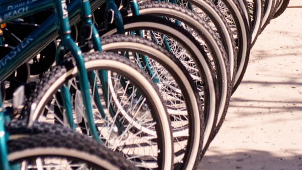 A row of bicycles